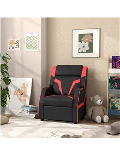 AIYAPLAY 2 in 1 Kids Chair Recliner with Backrest, Armrest, Footrest, PU Leather, for 3-9 Years Old, Black 2