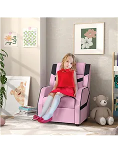 AIYAPLAY 2 in 1 Kids Chair Recliner with Backrest, Armrest, Footrest, PU Leather, for 3-9 Years Old, Pink 2