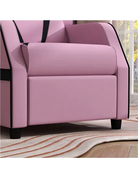 AIYAPLAY 2 in 1 Kids Chair Recliner with Backrest, Armrest, Footrest, PU Leather, for 3-9 Years Old, Pink