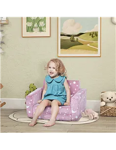 AIYAPLAY 2 in 1 Kids Folding Bed Armchair with Glow in The Dark Cosmic Design, Washable Cushion and Cover, Pink 2