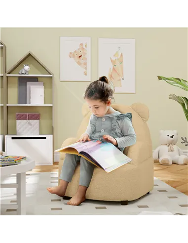 AIYAPLAY Kids Armchair, Bear Shaped Toddler Chair for Bedroom Playroom Living Room, Aged 18 Months to 3 Years - Khaki