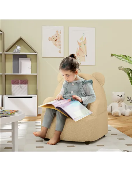 AIYAPLAY Kids Armchair, Bear Shaped Toddler Chair for Bedroom Playroom Living Room, Aged 18 Months to 3 Years - Khaki