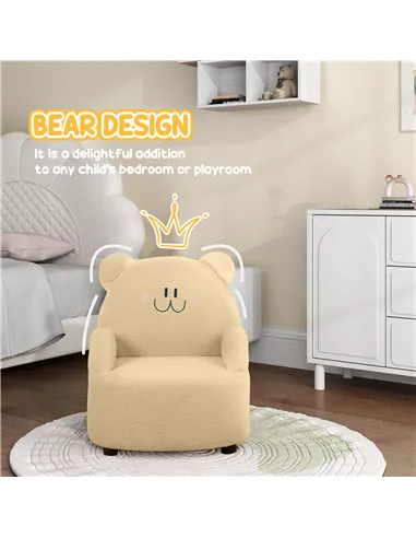 AIYAPLAY Kids Armchair, Bear Shaped Toddler Chair for Bedroom Playroom Living Room, Aged 18 Months to 3 Years - Khaki