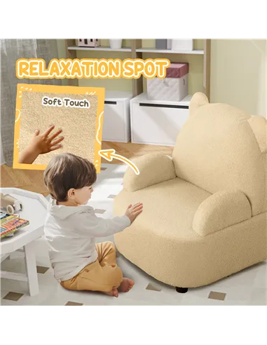 AIYAPLAY Kids Armchair, Bear Shaped Toddler Chair for Bedroom Playroom Living Room, Aged 18 Months to 3 Years - Khaki