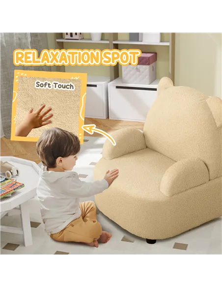 AIYAPLAY Kids Armchair, Bear Shaped Toddler Chair for Bedroom Playroom Living Room, Aged 18 Months to 3 Years - Khaki