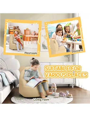 AIYAPLAY Kids Armchair, Bear Shaped Toddler Chair for Bedroom Playroom Living Room, Aged 18 Months to 3 Years - Khaki