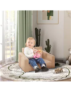 AIYAPLAY 2 in 1 Kids Armchair, Foldable Recliner for 1.5-3 Years Old, Khaki 2