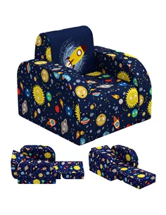 AIYAPLAY Foldable Toddler Chair Soft Snuggle Sponge Filled for Bedroom Playroom, Aged 18 Months to 3 Years - Dark Blue