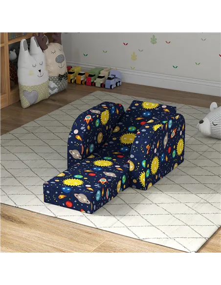 AIYAPLAY Foldable Toddler Chair Soft Snuggle Sponge Filled for Bedroom Playroom, Aged 18 Months to 3 Years - Dark Blue