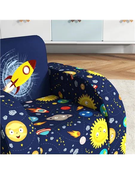 AIYAPLAY Foldable Toddler Chair Soft Snuggle Sponge Filled for Bedroom Playroom, Aged 18 Months to 3 Years - Dark Blue