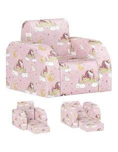 AIYAPLAY Foldable Toddler Chair Soft Snuggle Sponge Filled for Bedroom Playroom, Aged 18 Months to 3 Years - Pink