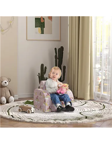 AIYAPLAY Foldable Toddler Chair Soft Snuggle Sponge Filled for Bedroom Playroom, Aged 18 Months to 3 Years - Pink