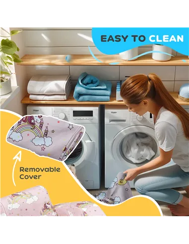 AIYAPLAY Foldable Toddler Chair Soft Snuggle Sponge Filled for Bedroom Playroom, Aged 18 Months to 3 Years - Pink