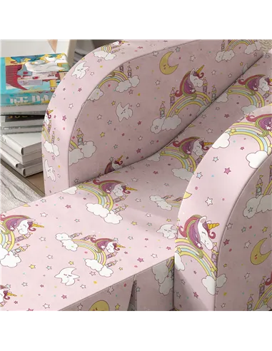 AIYAPLAY Foldable Toddler Chair Soft Snuggle Sponge Filled for Bedroom Playroom, Aged 18 Months to 3 Years - Pink