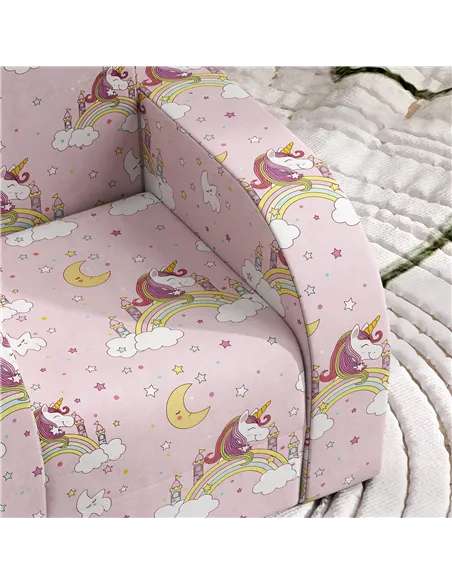 AIYAPLAY Foldable Toddler Chair Soft Snuggle Sponge Filled for Bedroom Playroom, Aged 18 Months to 3 Years - Pink