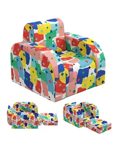 AIYAPLAY Foldable Toddler Chair Soft Snuggle Sponge Filled for Bedroom Playroom, Aged 18 Months to 3 Years - Multicoloured