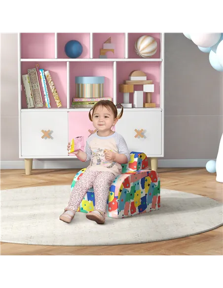 AIYAPLAY Foldable Toddler Chair Soft Snuggle Sponge Filled for Bedroom Playroom, Aged 18 Months to 3 Years - Multicoloured