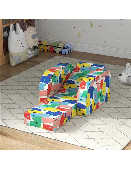AIYAPLAY Foldable Toddler Chair Soft Snuggle Sponge Filled for Bedroom Playroom, Aged 18 Months to 3 Years - Multicoloured