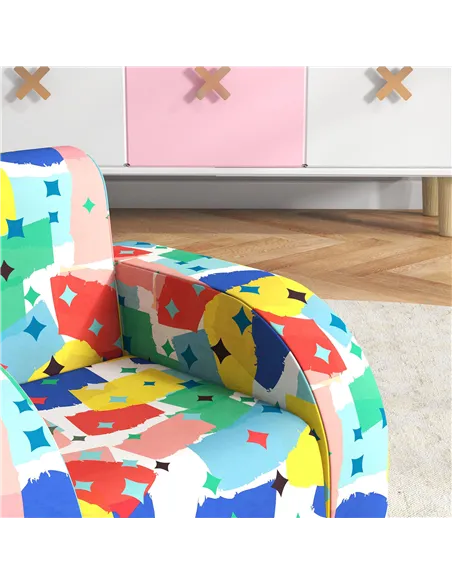 AIYAPLAY Foldable Toddler Chair Soft Snuggle Sponge Filled for Bedroom Playroom, Aged 18 Months to 3 Years - Multicoloured