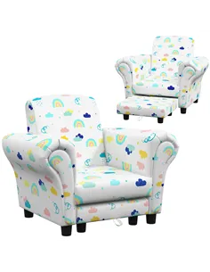 AIYAPLAY 2 Piece Kids Sofa Set with Cloud Design, Wooden Frame, for 1.5-3 Years Old, White