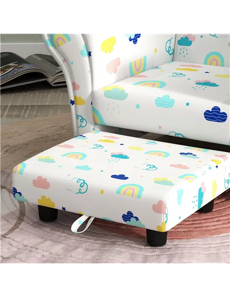 AIYAPLAY 2 Piece Kids Sofa Set with Cloud Design, Wooden Frame, for 1.5-3 Years Old, White