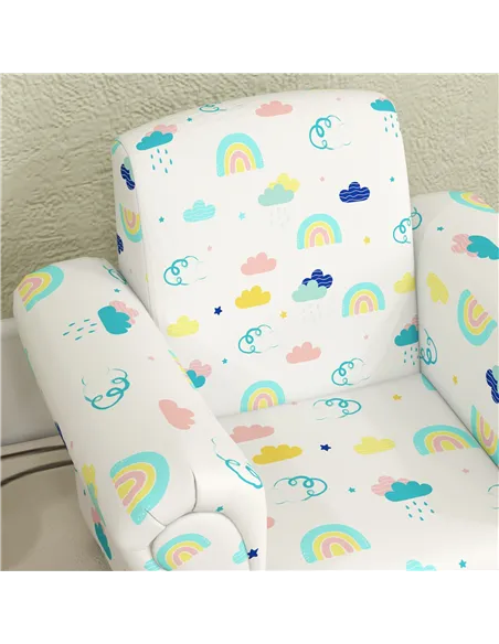 AIYAPLAY 2 Piece Kids Sofa Set with Cloud Design, Wooden Frame, for 1.5-3 Years Old, White