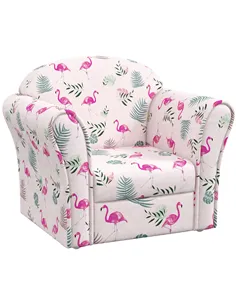 AIYAPLAY Kids Armchair with Flamingo Design, Wooden Frame, for Bedroom, Playroom, Kids Room - Pink