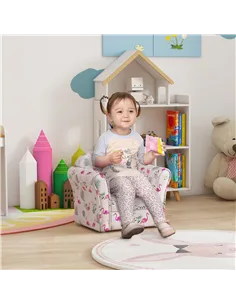 AIYAPLAY Kids Armchair with Flamingo Design, Wooden Frame, for Bedroom, Playroom, Kids Room - Pink 2