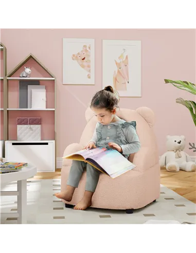 AIYAPLAY Kids Armchair, Bear Shaped Toddler Chair for Bedroom Playroom Living Room, Aged 18 Months to 3 Years - Pink