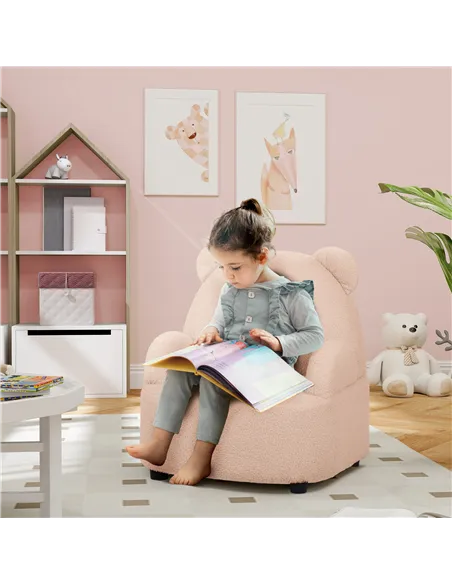 AIYAPLAY Kids Armchair, Bear Shaped Toddler Chair for Bedroom Playroom Living Room, Aged 18 Months to 3 Years - Pink