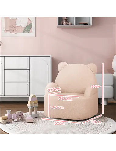 AIYAPLAY Kids Armchair, Bear Shaped Toddler Chair for Bedroom Playroom Living Room, Aged 18 Months to 3 Years - Pink