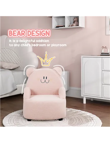 AIYAPLAY Kids Armchair, Bear Shaped Toddler Chair for Bedroom Playroom Living Room, Aged 18 Months to 3 Years - Pink