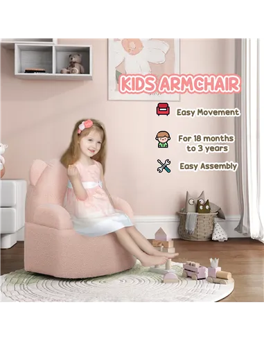 AIYAPLAY Kids Armchair, Bear Shaped Toddler Chair for Bedroom Playroom Living Room, Aged 18 Months to 3 Years - Pink