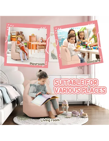 AIYAPLAY Kids Armchair, Bear Shaped Toddler Chair for Bedroom Playroom Living Room, Aged 18 Months to 3 Years - Pink