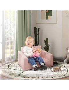 AIYAPLAY 2 in 1 Kids Armchair, Foldable Recliner for 1.5-3 Years Old, Pink 2