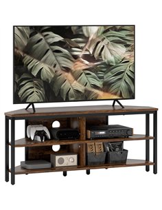 HOMCOM Industrial-Style Corner TV Unit - Black/Brown