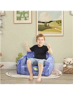AIYAPLAY 2 in 1 Kids Kids Folding Bed Armchair with Glow in The Dark Cosmic Design, Washable Cushion and Cover, Blue 2