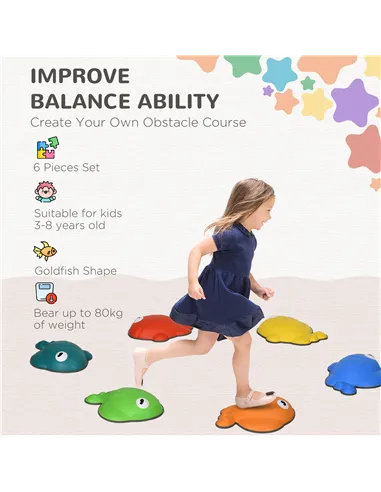 AIYAPLAY 6 Pcs Balance Stepping Stones Kids for Sensory with Non-slip Edge, Stackable Outdoor Indoor Obstacle Course