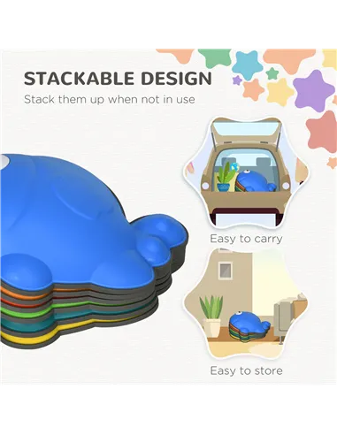 AIYAPLAY 6 Pcs Balance Stepping Stones Kids for Sensory with Non-slip Edge, Stackable Outdoor Indoor Obstacle Course