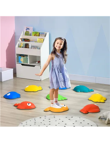 AIYAPLAY 9 Pcs Balance Stepping Stones Kids for Sensory with Non-slip Edge, Stackable Outdoor Indoor Obstacle Course