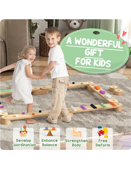 AIYAPLAY Wooden Balance Beam for Kids, Balance, Coordination, Agility