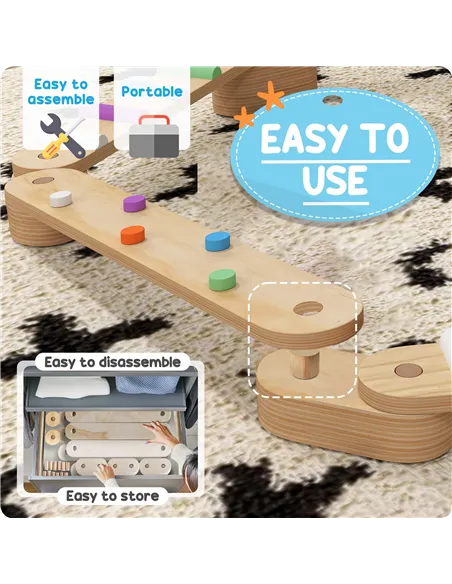 AIYAPLAY Wooden Balance Beam for Kids, Balance, Coordination, Agility