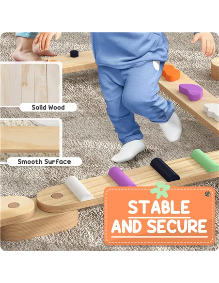 AIYAPLAY Wooden Balance Beam for Kids, Balance, Coordination, Agility