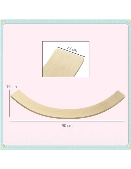 AIYAPLAY Wooden Balance Board for Children 3-8 Years Old, Natural Tone