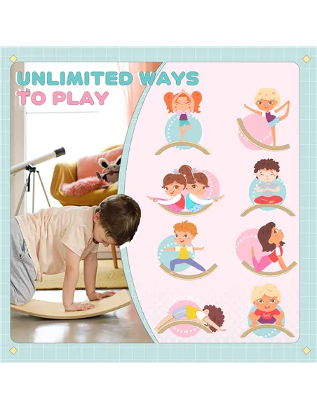 AIYAPLAY Wooden Balance Board for Children 3-8 Years Old, Natural Tone