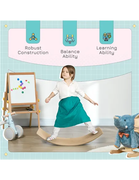 AIYAPLAY Wooden Balance Board for Children 3-8 Years Old, Natural Tone