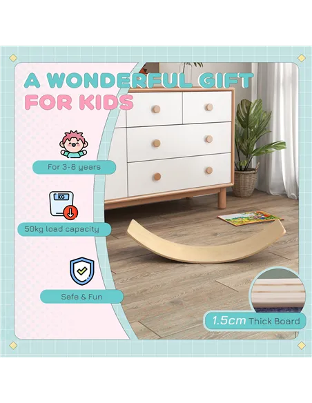 AIYAPLAY Wooden Balance Board for Children 3-8 Years Old, Natural Tone