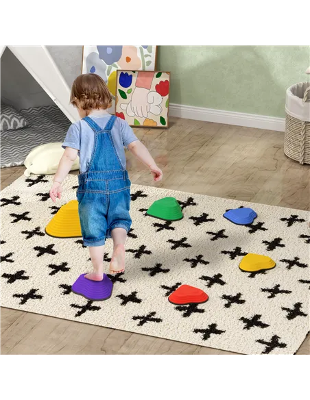 AIYAPLAY 6-Piece Heart-Shaped Kids Balance Stepping Stones and Motor Skills, Multicoloured
