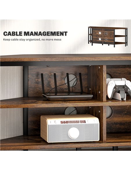 HOMCOM Industrial-Style Corner TV Unit - Black/Brown