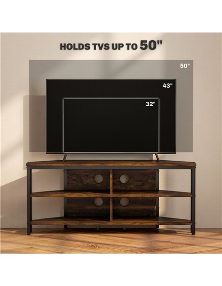 HOMCOM Industrial-Style Corner TV Unit - Black/Brown
